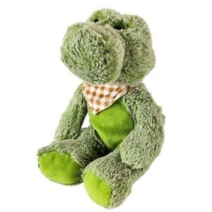 Green Dinosaur Plush Stuffed Animal Soft Toy Cute Sitting Dino Bandana Scarf 10"